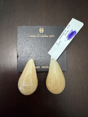 House of Harlow 1960 Cream Teardrop Resin Drop Earrings